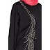 Umbrella abaya with simple stonework- Black